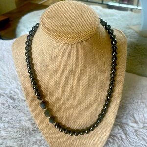 Grey Hematite & Eagle eye agate Necklace 18”